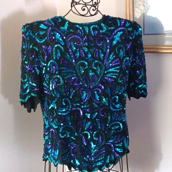 Gorgeous vintage sequined and silk top - Picture 1 of 3